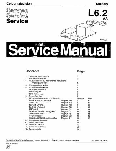 philips 21pt1653 Philips L6.2 Chassis service manual covers 21PT1653